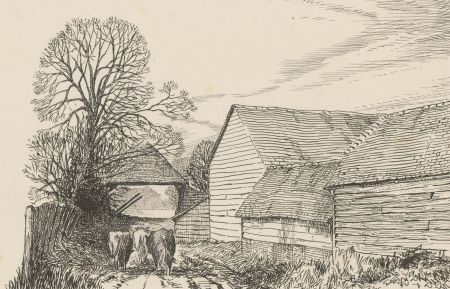Montague M. Webb (fl.1935-1975) - 1948 Pen and Ink Drawing, Farm Yard Lane