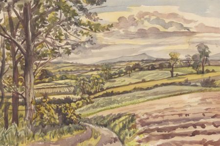 Edward Morgan (1933-2009) - 1954 Watercolour, Farmland View