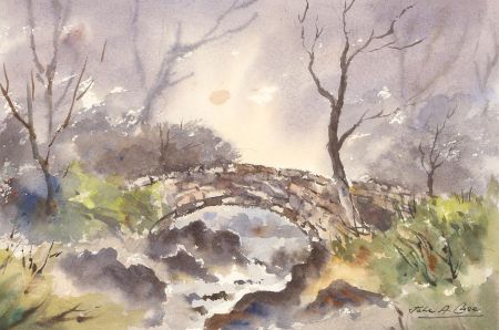 John A. Case - Signed Contemporary Watercolour, The Bridge