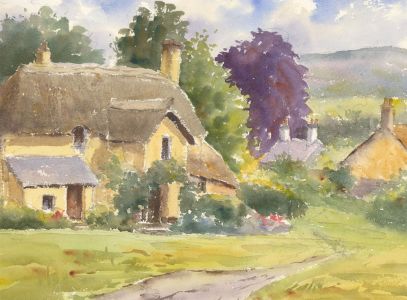 John A. Case - Contemporary Watercolour, Charming Cottage Study