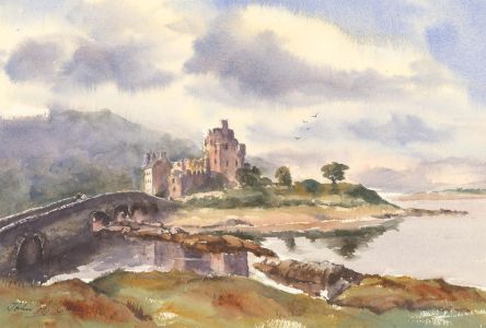 John A. Case - Signed Contemporary Watercolour, Castle on the River