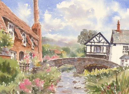 John A. Case - Signed Contemporary Watercolour, Countryside Village Study