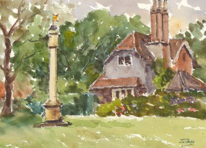 John A. Case - Signed Contemporary Watercolour, Garden Study with a Yellow Flag