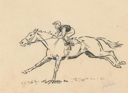 Moss Brothers Illustrations - Mid 20th Century Pen and Ink Drawing, The Jockey