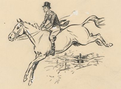 Moss Brothers Illustrations - Mid 20th Century Pen and Ink Drawing, The Hunt