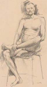 Clifford H. Thompson (1926-2017) - 1992 Charcoal Drawing, Seated Nude Study