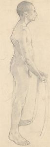 20th Century Graphite Drawing - Standing Male Nude