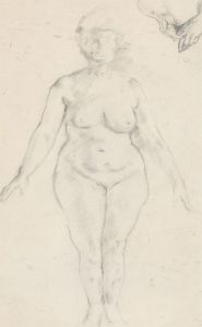 20th Century Graphite Drawing - Female Nude Standing
