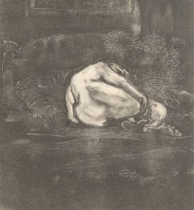 Peter Grainger - 1980 Monotype, Female Nude Reclining