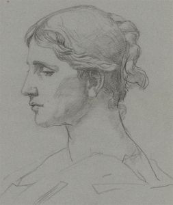 Early 20th Century Charcoal Drawing - The Thoughtful Lady