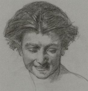 Early 20th Century Charcoal Drawing - The Laughing Boy