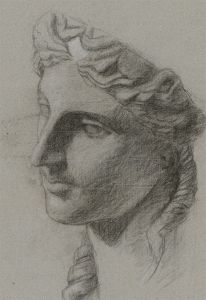 Early 20th Century Charcoal Drawing - Classical Bust Study