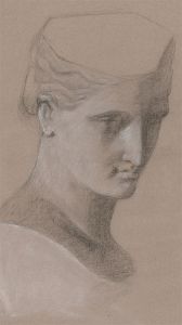 Early 20th Century Charcoal Drawing - Bust of a Classical Lady
