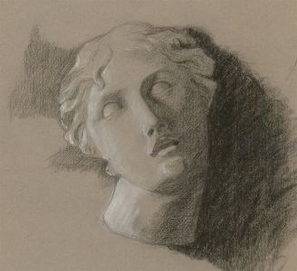 Early 20th Century Charcoal Drawing - Classical Head Study