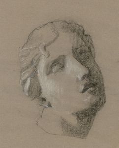 Early 20th Century Charcoal Drawing - Classical Head Study
