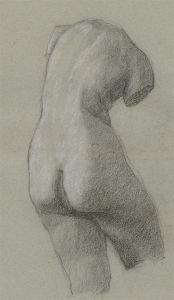 Early 20th Century Charcoal Drawing - Standing Nude