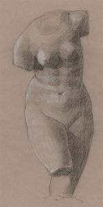 Early 20th Century Charcoal Drawing - Classical Nude Torso