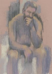 Contemporary Pastel - Male Nude in Thought