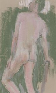 Contemporary Pastel - Male Nude, Pink & Green