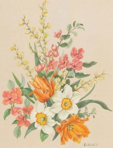 Dorothy Bovey - Mid 20th Century Gouache, Summer Bouquet