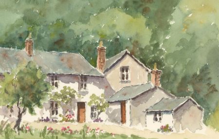 John A. Case - Contemporary Watercolour, Cottage Study