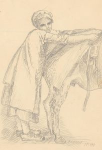 Thomas Barker of Bath (1769-1847) - Graphite Drawing, Girl and Horse