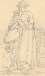 Thomas Barker of Bath (1769-1847) - Graphite Drawing, The Old Lady with a Stick