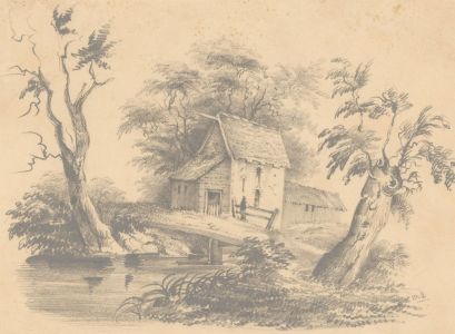 A Pair of Late 19th Centruy Graphite Drawings - English Cottages