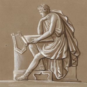 Early 20th Century Gouache - Greek God, Apollo