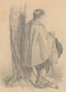 B.H - 1852 Graphite Drawing, Young man Resting