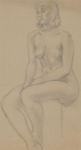 20th Century Graphite Drawing - Study of a Woman in a Seated Position