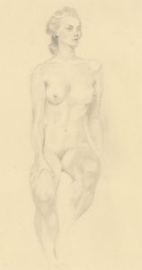 20th Century Graphite Drawing - Study of a Sitting Woman