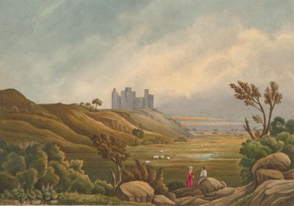 J.C.A. Marston - 1849 Watercolour, Harlech Castle, North Wales