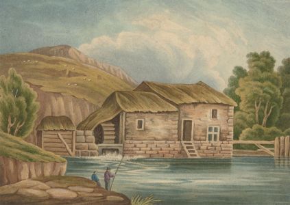 J.C.A. Marston - 1849 Watercolour, Mill at Rhayader, North Wales