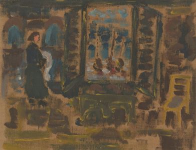 Mid 20th Century Oil - A Shop Interior