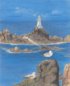 Audrey Pardoe - 1981 Coloured Pencil, La Corbiere, Jersey