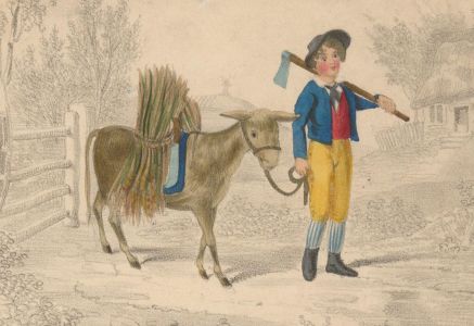 Mid 19th Century Watercolour - Young Boy with Donkey