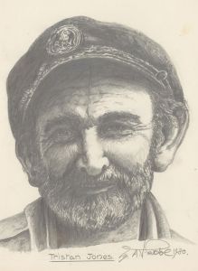 Audrey Pardoe - 1980 Graphite Drawing, Portrait of Tristan Jones