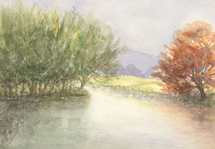 Audrey Pardoe - 1993 Watercolour, Autumn River landscape
