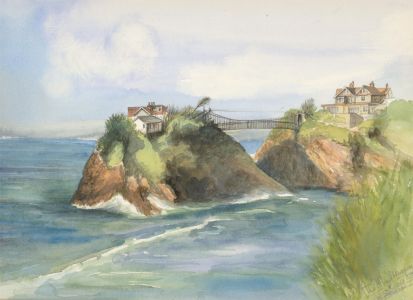 Audrey Pardoe - 1983 Watercolour, The Island, Newquay
