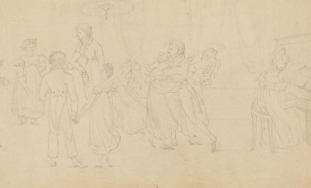 J.C - 1818 Graphite Drawing, The Regency Dance