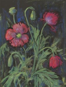 R.W.P - 1972 Pastel, Vibrant Flowers in Dark Background