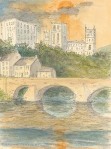 Audrey Pardoe - 1990 Watercolour, Durham Cathedral