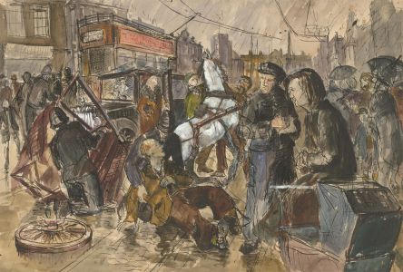 Jan Johnson - 20th Century Pen and Ink Drawing, Busy Street Scene