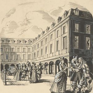 Moss Brothers Illustrations - Pen & Ink Drawing, Ladies & Gentlemen Promenading