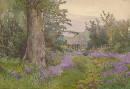 R.J.G - Late 19th Century Watercolour, Spring View with Crocuses