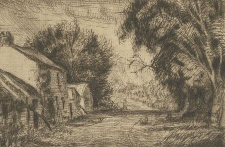 Arnold Edwin Armstrong (1896-1958) - 1945 Etching, Country Path with Cottages
