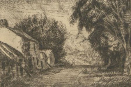 Arnold Edwin Armstrong (1896-1958) - 1945 Etching, Country Path with Cottages