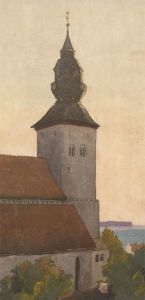 R.J. Godlee - Late 19th Century Watercolour, Visby Cathedral