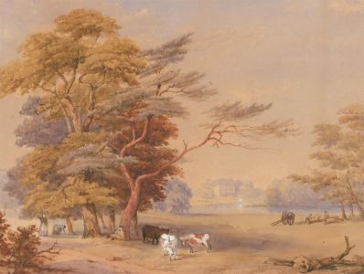 Late 19th Century Watercolour - Country View with Figures